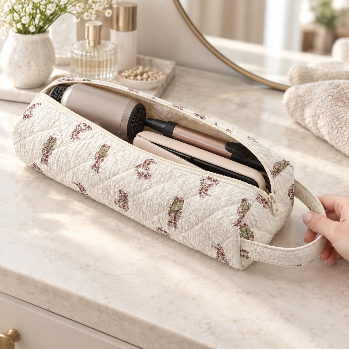 Floral Hair Tool Travel Case