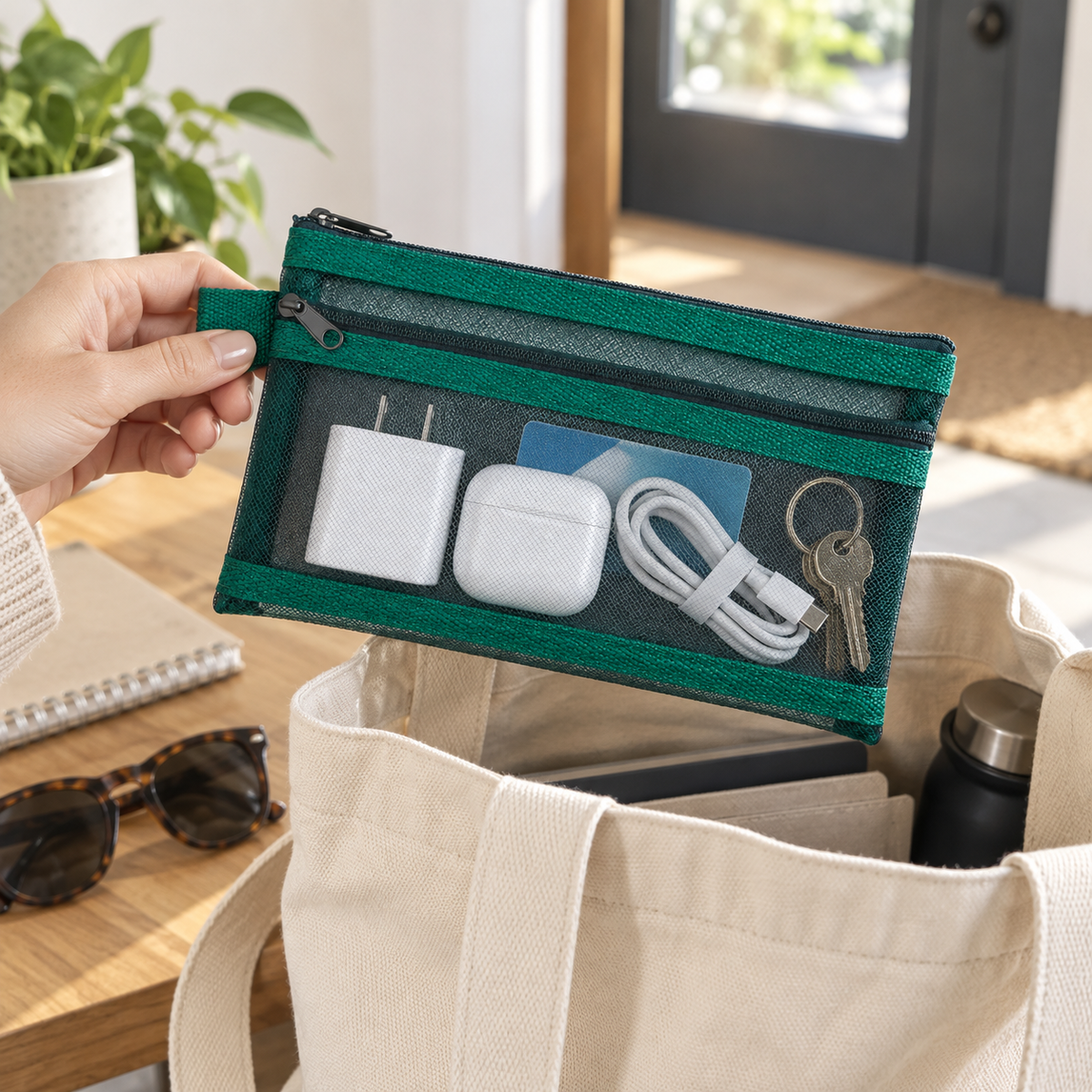 Transparent Mesh Tech Organizer Pouch