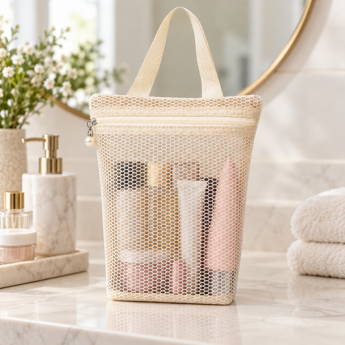 Large-Capacity Mesh Travel Toiletry Bag
