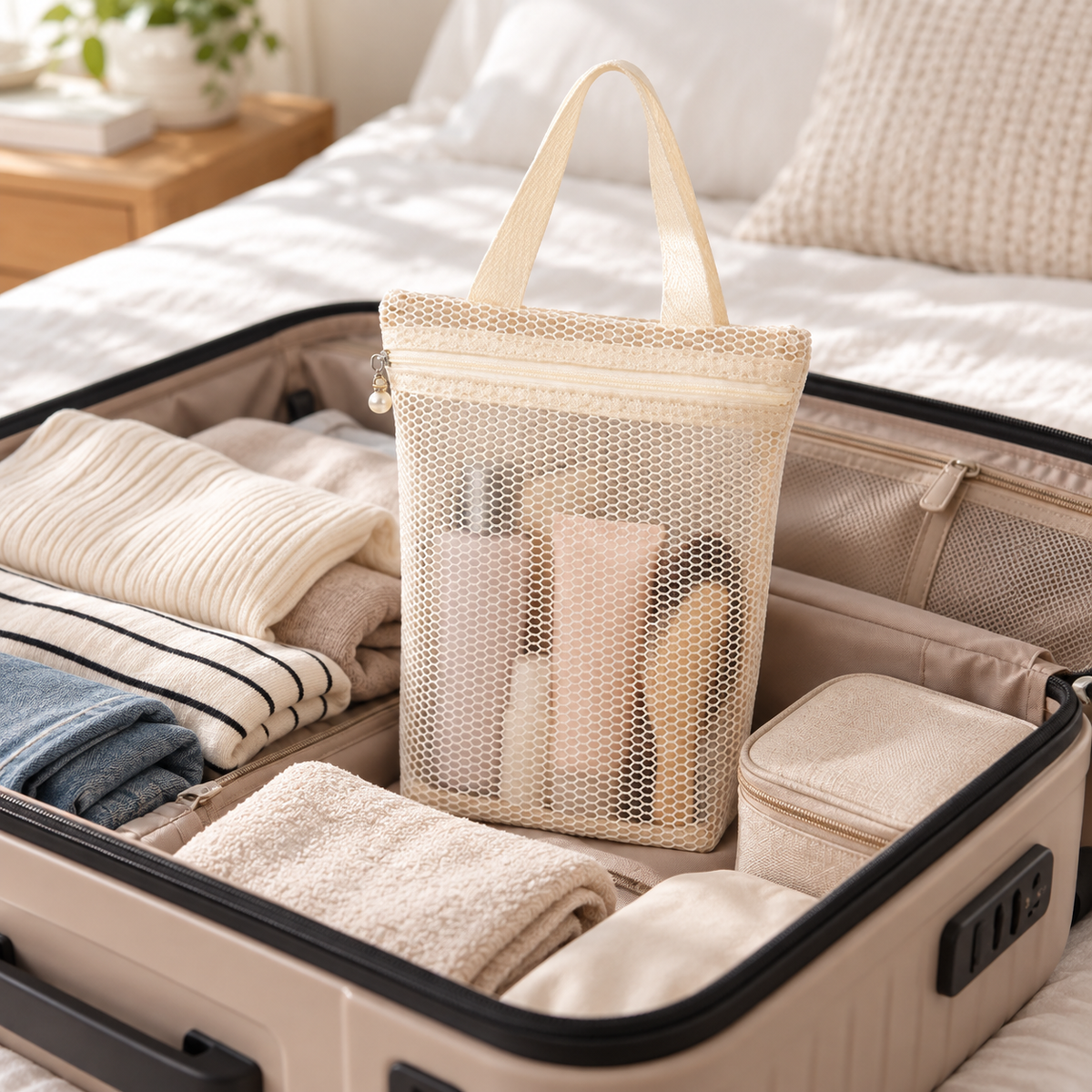 Large-Capacity Mesh Travel Toiletry Bag
