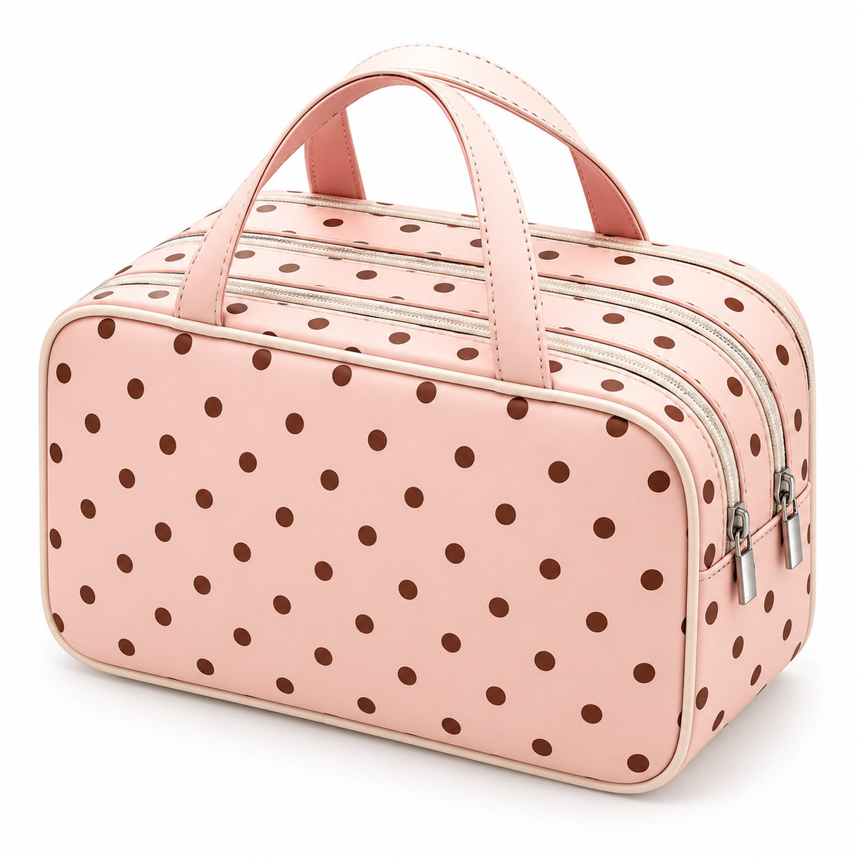 3-Layer Polka Dot Makeup Bag